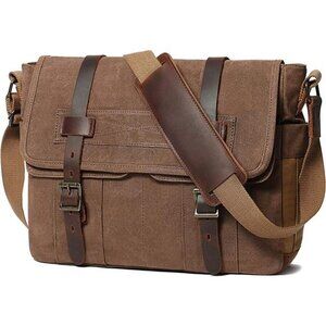 Brown Leather Laptop Computer Bag Briefcase